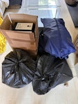 home rubbish & recycling general home waste, house declutter. items cardboard, bedding, kitchen items (some glass and ceramic) box of expired food, wicker baskets, garment bags. most will be bagged up. N19 - removed for £175