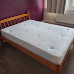 Two double beds and mattresses Two wooden standard double bed frames with mattresses. In good condition and recently been steam cleaned (last month).
Both on first floor so would need to come down stairs. N1 - removed for £135