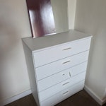 Two chests of drawers (white) Two sets of medium sized white drawers with 5 drawers.
90cm tall, 70cm wide and 36 cm deep.
Please note one handle is broken but should be easy to replace and hopefully cheaper than a new set of drawers! N1 - removed for £100