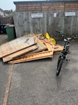 Bike, shed, table and chairs folding bike, outdoor table and chairs at bottom of the hippo bag, old shed, plant pots and a few misc items - kids sandpit etc. all reusable except shed.  

can be collected any time but asap is ideal. LU1 - removed for £175