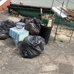 5 bags,wood,2 boxes shelving 5 bin bags 1 plastic box with junk in, small wooden box, garden shelving stand, bits of wood and a plastic bin with bits in. nothing large or very heavy as I am not strong to move anything like that IG6 - removed for £100