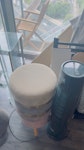 8-10 items 2 curtain poles, curtains, 2 stools, towel rail, tower fan, corner shelf, cardboard, plastic storage bin E14 - removed for £80