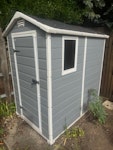 Keter 6x4 outdoor shed Keter outdoor 6x4 shed. In used condition. No issues with it, just needed space for a bigger shed. 

Dismantled (see picture) - can be easily reassembled. Screws from dismantle provided. SE9 - removed for £40