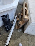 Pallet, wood and steel angles Wooden pallet, 3 steel angles 50x50x3mm of 1700mm length, rubble bag of wood SW11 - removed for £40
