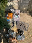 used packing boxes & junk remnants of house move - packing boxes, paper & bubble wrap
2 old office chairs
stuff previous owner left - old tumble dryer, dvds, decorating tins few old garden bits and small bag of loose stones GU24 - removed for £200