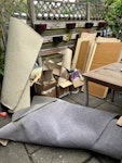 Primary carpet and wood Moved in a house and we want to bin few lamps, wooden pieces, carpet removed and few cardboard boxes with papers. (not the table) N2 - removed for £90