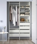 Disassembled double wardrobe White compressed plywood IKEA double wardrobe has been disassembled and there are various flat pieces of various sizes, max is about 2m tall and 1m wide. NW3 - removed for £75