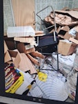 furniture, cardboard rubbish from betfred
2x fob chairs, 6x boxes of daily bets, 1x broken table, loads of cardboard, old marketing and qx keyboard RM6 - removed for £150