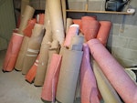 Carpet & underlay Carpet and underlay from small 3 bedroom house. 3 beds, 1 living room, 1 kitchen, stairs, hall.
7 curtain poles
1 small fireguard
1 small, plastic framed mirror LA9 - removed for £300