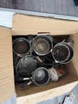 Big box of old pans and grill Old pots and pans, and electric grill and broken iron SE20 - removed for £35