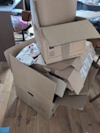 bins, cardboard boxes, carpet house clear out, so lots of bin bags and cardboard boxes that you can see in pictures. one carpet we are disposing of. the trash also includes a few fairly sizable (1meter) wooden planks. SW12 - removed for £80