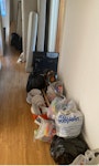 2sofas, marble tble, misc furn 2 sofas, marble table, garden unit, 6 plant pots, small bbq, 20 bin bags of kitchen ware, wooden unit (9 panels), small lamp, samsung tv (working). NW3 - removed for £200