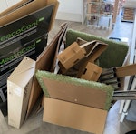 Various material waste 1 x condensed cat tower. (Metal bolts, fabric, wood)
1 x clothes dryer (Metal, plastic)
3 x cardboard boxes. (1 broken down, 1 filled with the above waste, 1 hard to break down)
2 x polystyrene medium sized inserts SE25 - removed for £50