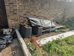 3 seat sofa and 3 black bags. 3 seat sofa (dismantled) and 3 black bags of house rubbish. Side gate easy access. W12 - removed for £90