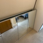 Large wardrobe dismantled 2 large sliding mirrors. 3 small drawers. 3 large drawers. 7 wooden slabs. 3 large wooden slabs. 5 large poles. 3 black bags. Would need help moving down from a flat on floor 2 EC1N - removed for £180