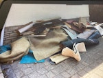 Rolls of carpet and underlay, Rolls of carpet and underlay, some wood and hardboard. NP18 - removed for £170