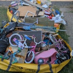 Garage and garden clearance Rubbish cleared from garage and garden. Some wood, some toys, DVDs, clothes etc. Fitting in to two Hippo Skip bags. We do live in a walkway but access is easy along the walk way and bags are on the front garden. ME8 - removed for £280