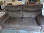 Sofa, desk, chairs 3 seater sofa with electric reclining 
 (slightly ripped as in pic), a white wooden desk, 4 chairs. Ground floor, easy access. N6 - removed for £135