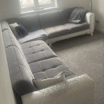 L shape large sofa it is a L shaped large sofa, it would be dismantled into two pieces, we only need collection. It would be from outside of the flat. You will not need to come in and even carry it out. We just need collection from outside of our flat as stated above it will be in two pieces. EN8 - removed for £100