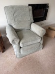 sofa, 2 chairs and foot stool 3 piece suite and footstool - in good condition but with no fire labels. On ground floor of house with easy access via patio doors and drive. NG9 - removed for £100
