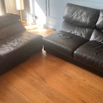Leather sofa, arm chairs Large leather sofa (3 seperate pieces) seating 5 and two leather arm chairs BN2 - removed for £150