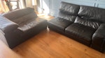 Leather sofa, arm chairs Large leather sofa (3 seperate pieces) seating 5 and two leather arm chairs BN2 - removed for £150