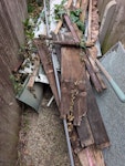 old shed, glass door, wood Not the garden waste. Just the other stuff - the dismantled old shed, the wood and the broken glass door, a couple of bits of plastic. SW16 - removed for £100