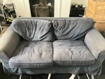 2 Seater Sofa blue farbric double seater sofa 15 years old slightly faded to be colllected from outside property on pavement BS6 - removed for £90