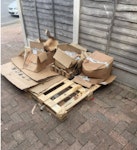 cardboard, packaging, pallets Cardboard and plastic packaging, wooden pallet CT19 - removed for £75