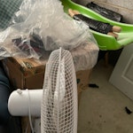 chair, waste bags, fans etc 2 pedestal fans, some cartons, play slide, one chair sofa, some waste bags RG2 - removed for £80