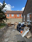 Builders waste Old kitchen (dismantled) including dishwasher, washing machine & oven. Fibreglass bath, bagged rubbish, cardboard & packaging. Scrap: stainless steel sink, copper pipe, 3 radiators. SW2 - removed for £250