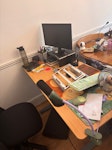 Desk Standing desk which no longer works. Items ontop would be removed of course. I can also separate the wooden top from the legs / frame for easier collection, as I live in a basement flat. SE10 - removed for £40