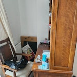Desk , single bed frame and ma Wooden desk with attached shelf single bedframe with mattress GU22 - removed for £150