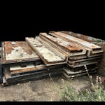 Cold room panels Approx. 15 cold room panels of different sizes including door. Largest panel 1.8m x 1.2m. Totalling an area of 2.5 cubic metres. Worn and rusted. Open access from front garden of house. SW17 - removed for £140