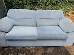 One 3-Seater Sofa Blue 3-Seater Sofa approx dimmensions: L 210cm x H 88cm x D 98cm. Good condition; usual normal wear from use - would benefit from a good clean if reusing. Sofa is easily accessible from the back garden. Access is through an entry way via Scott Road - vehicle can be reversed straight down entry way into back garden where sofa will be outside ready. B27 - removed for £70