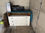 chest of drawers, computer. so chest of drawer, computer, carpet, cardboards and 2 bicycles, some cardboards RG30 - removed for £160