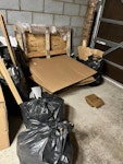 cardboard,  polystyrene, palet 5 cardboard bags, expanded polystyrene (EPS), 1 wooden pallet, and several collapsed cardboard boxes GU25 - removed for £60