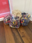 Rubbish and recycling Bags of recycling, scraps of fabric and large pieces of cardboard W1 - removed for £100