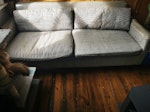 Old 2 seater Habitat sofs 2 seater old Habitat sofa. I think not reusable due to stains and sagging. No parking issues just find a space. Will need two people to manovere from living room on 1st floor but can take cushions and legs off to make easier. SE14 - removed for £65