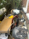 approx. 7 chairs, 8 items, box Around 7 chairs, various household objects (small - medium + one clothes rail) and a large box, all to be disposed. E5 - removed for £100