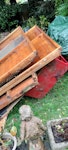 Shed, shelves, garden rubbish Shed pieces (6x4 shed). 1x bag of rubbish, small. Red metal shelf unit. PR7 - removed for £125
