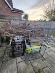 Garden/wood waste Gadren waste, metal log burner, plant pots, tree cuttings, pallets, various garden debris. 

In the back garden - Easy access via side gate. SO30 - removed for £350
