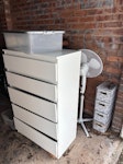 Items in Garage Collection of items from garage including:
Chest of drawers
Bookcase
Shelves
4 plastic storage boxes (2 not pictured)
Clothes rail
2 office chairs
3 suitcases
Plastic bin
2 body boards in bags
2 camping chairs
3 sand boards
Fan
Small drawers set
Pictures show bike but this is not included. B91 - removed for £120