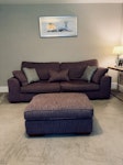 4 Seat sofa and 2 arm chairs Large 4-seater sofa, 2 arm chairs with matching footstool.  Dimensions in cm… Sofa: 245W x 95D x 73H Footstool: 95L x 63W x 44H Arm chairs: 103W x 96D x 73H Cushions included. 

Some damage on the chairs from our cat.  These are big items so check the dimensions and arrange suitable transport for collection. GU24 - removed for £140