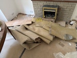 Carpet/underlay/pallet/skirtin Carpet and underlay collection.
Two wooden pallets.
PVA glue container half used.
Skirting boards.
A curtain with metal railing. NN14 - removed for £300