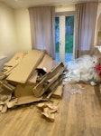 IKEA packaging waste I need disposal of cardboard boxes and plastic packaging from IKEA furniture, including a sofa, one king-size bed, four single beds, and a business desk with chair. TW10 - removed for £150
