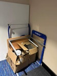 Shop Removals Table 
3 x Covid privacy screens
Coffee machine
A bird frame and base
Box with disallowed kitchen small appliances and box unit pieces
2 x sneeze screens DL1 - removed for £140
