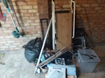 Mixed rubbish mixed waste. biggest items are stepladders and piece of wood. some wallpaper and gardrn sticks CM2 - removed for £70