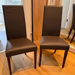 2 Dining Chairs 2 brown leather chairs in good condition. Very comfortable. W4 - removed for £25