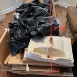 Chipboards & mixed rubbish ~70% of rubbish are dismantled furniture (melamine chipboard & mdf).
Remaining ~30% are mixed builders rubbish (cardboard, rubble, tiles, timber, TV, etc).
All together is ~4 cubic yards.
Very easy access. You can park on the driveway- the rubbish will be ~5m away. SW15 - removed for £140